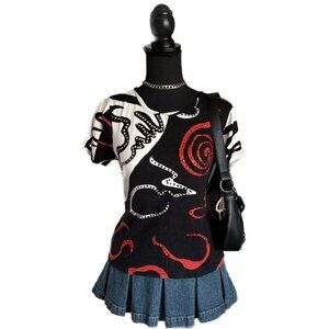 black vintage sequined graphic tee